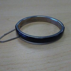 Vintage Black enamel Hindge bracelet